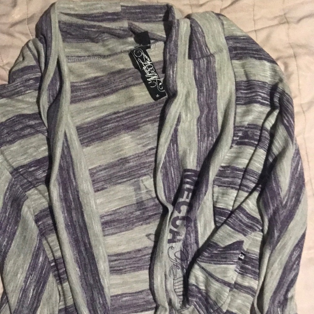 Striped Gray and Purple Long Sleeve Top